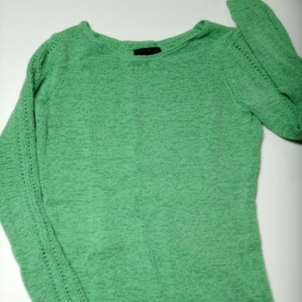 Rachel Zoe Sweater Green Pointelle Karla Small Open Weave Knit